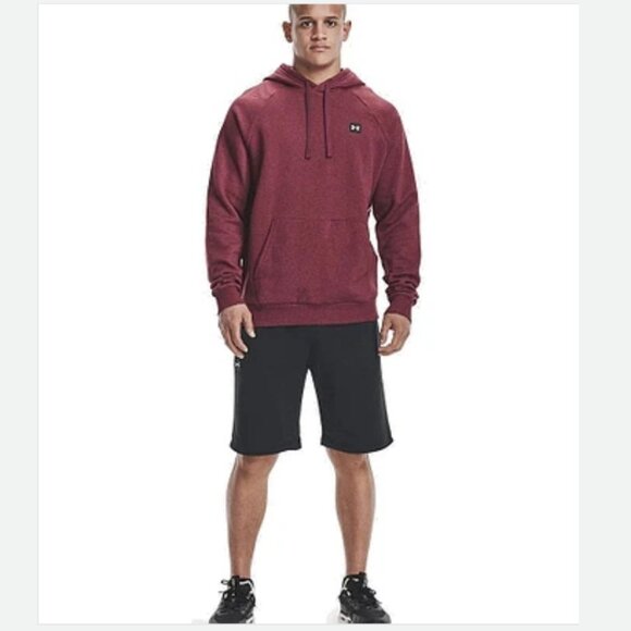 Men's Under Armour Rival Fleece Hoodie Sweatshirt, League Red, Size Small - Picture 3 of 10